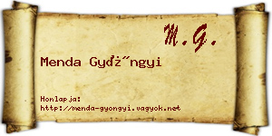 Menda Gyöngyi névjegykártya